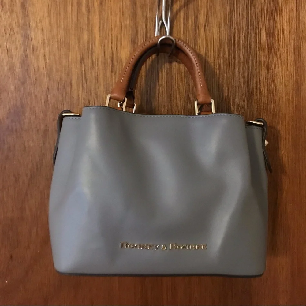 Dooney & Bourke Mini Breanna Gray Satchel with Brown Handles
